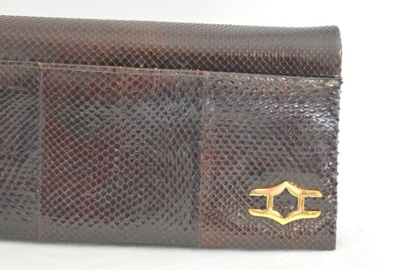 1970s/80s Cuero Vaca Argentina Brown Snakeskin Cl… - image 3