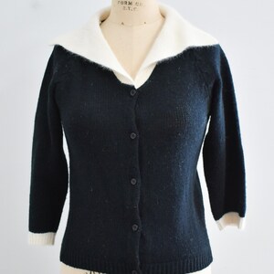 1980s Black and Cream Cardigan Sweater image 3