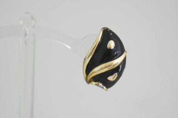 Vintage Coro Black and Gold Clip Earrings - image 3