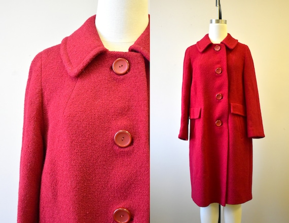 1960s Red Wool Boucle Coat
