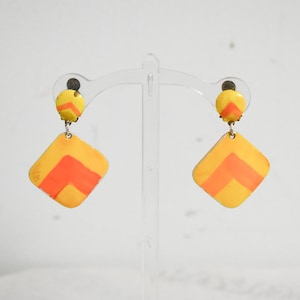1960s Yellow and Orange Clip Earrings