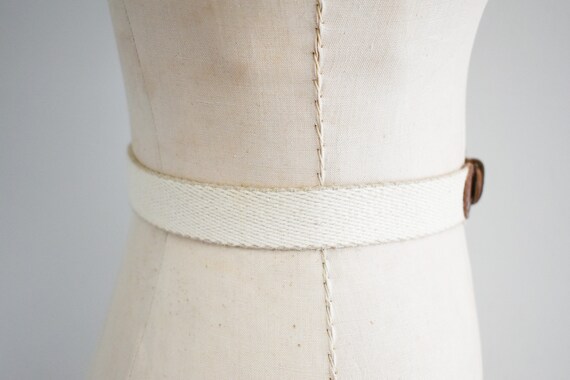 1970s/80s Beige Canvas and Brown Leather Belt - image 3