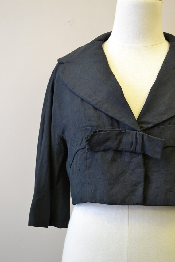 1950s Ben Zuckerman Black Silk Cropped Jacket - image 2