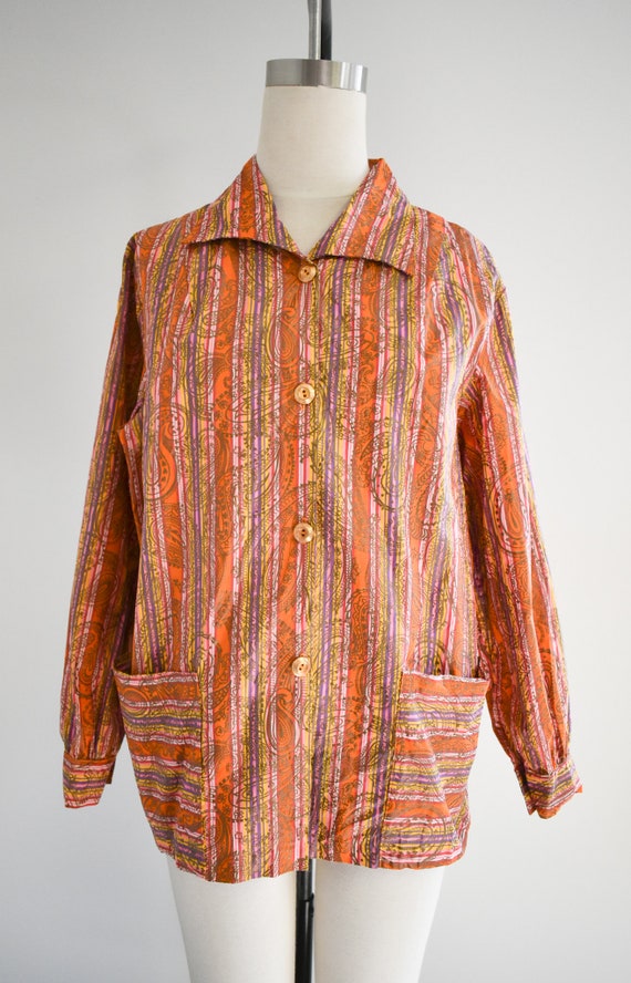 1960s Microstriped Paisley Blouse - image 2