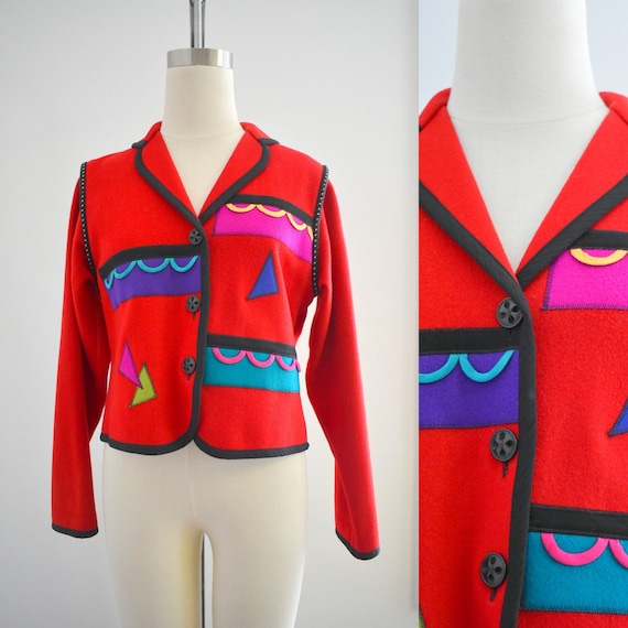 1990s Wool Appliqued Jacket - image 1