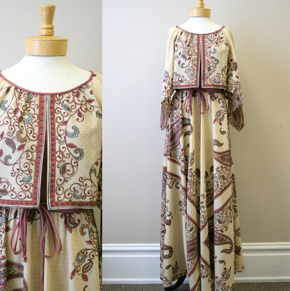1970s Dalani II Boho Printed Maxi Dress