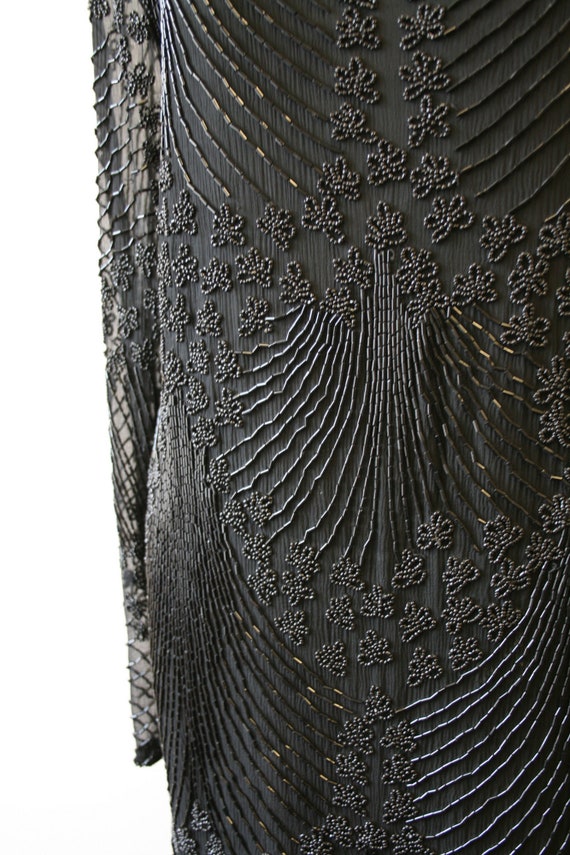 1980s Black Beaded Silk Cocktail Dress - image 4