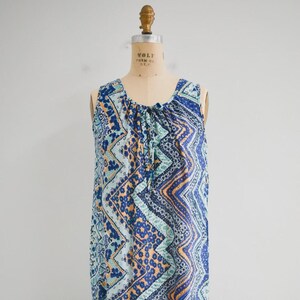 1960s Blue and Yellow Printed Night Gown