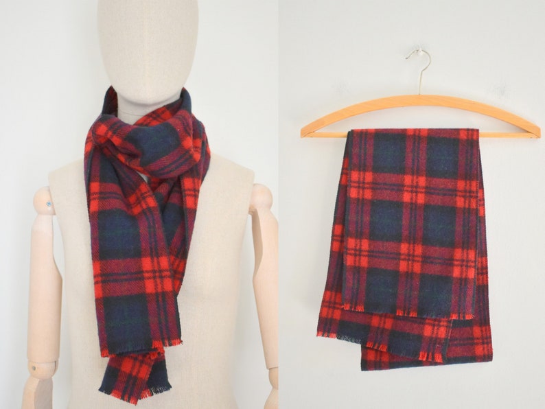 1960s Red Plaid Scarf image 2