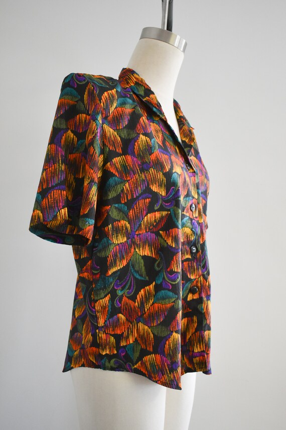 1980s Floral Print Blouse - image 4