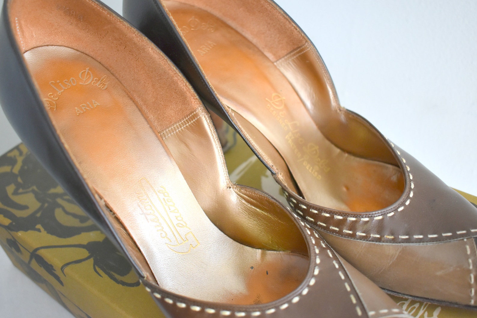 1960s De Liso Debs Brown Colorblocked Leather Stilettos Size - Etsy