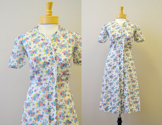 1940s Floral Voile Dress