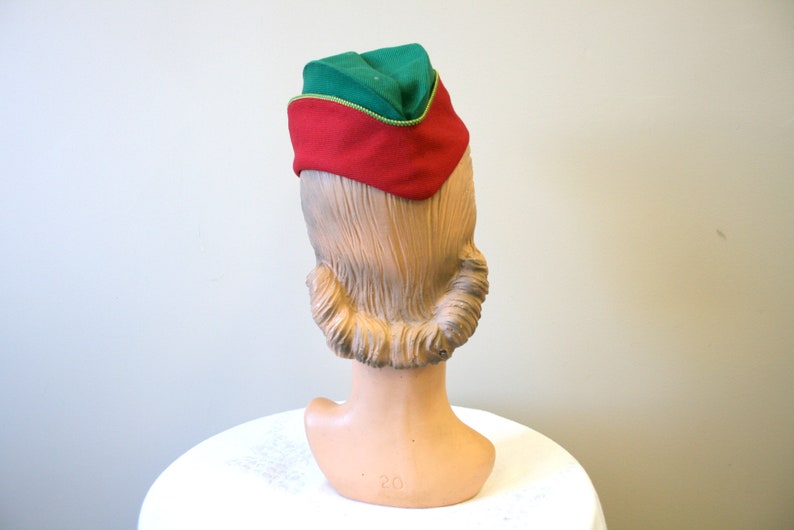 1940s/50s Red and Green Uniform Garrison Cap image 4