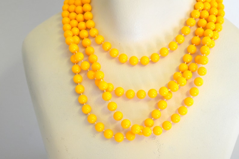 1960s Light Orange Plastic Bead Extra Long Necklace image 2