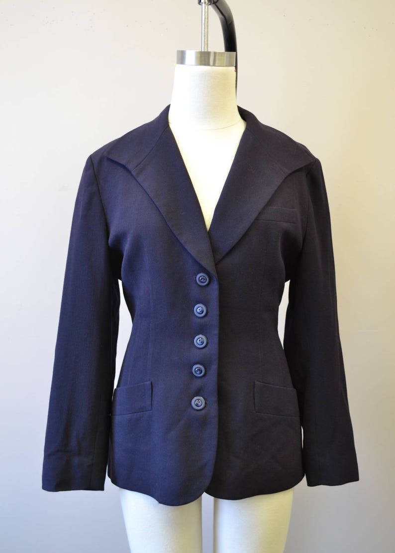 1980s Christian Dior Navy Wool Jacket | Etsy