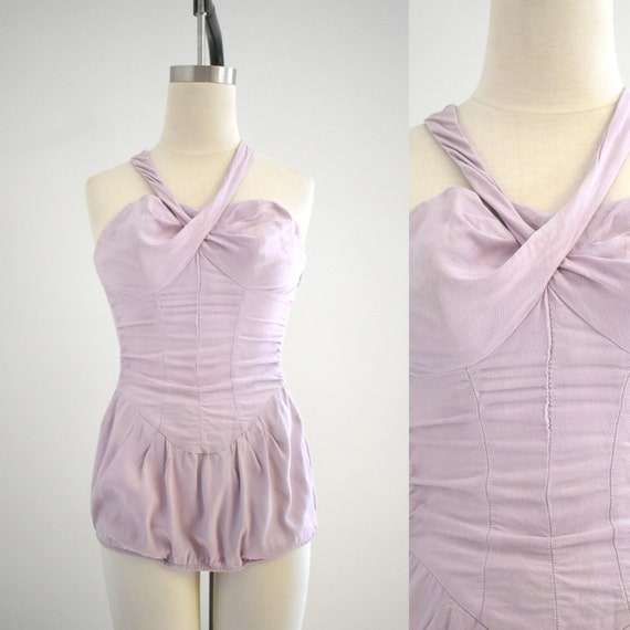 1950s Rose Marie Reid "Dress Sheath" Lavender Swi… - image 1