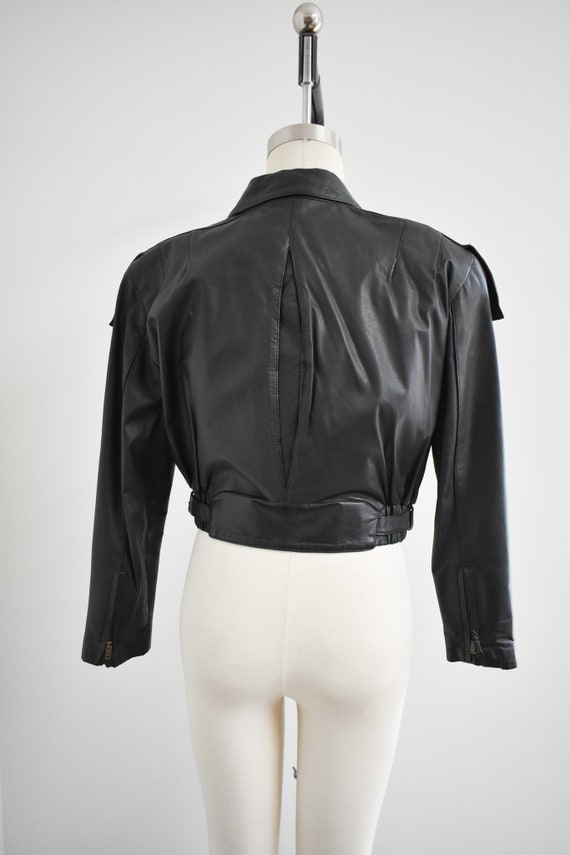 1980s Fidelity Black Leather Motorcyle Jacket - image 5