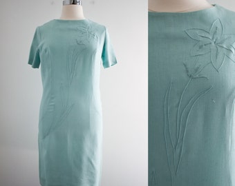 1960s Jeanne Durrell Mint Linen Dress