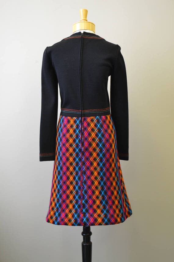 1960s Lace Up Brights Knit Dress - image 5