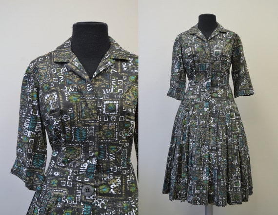 1950s Craely Polynesian Batik Dress