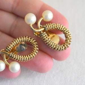 1960s Marvella Faux Pearl Twist Clip Earrings image 2