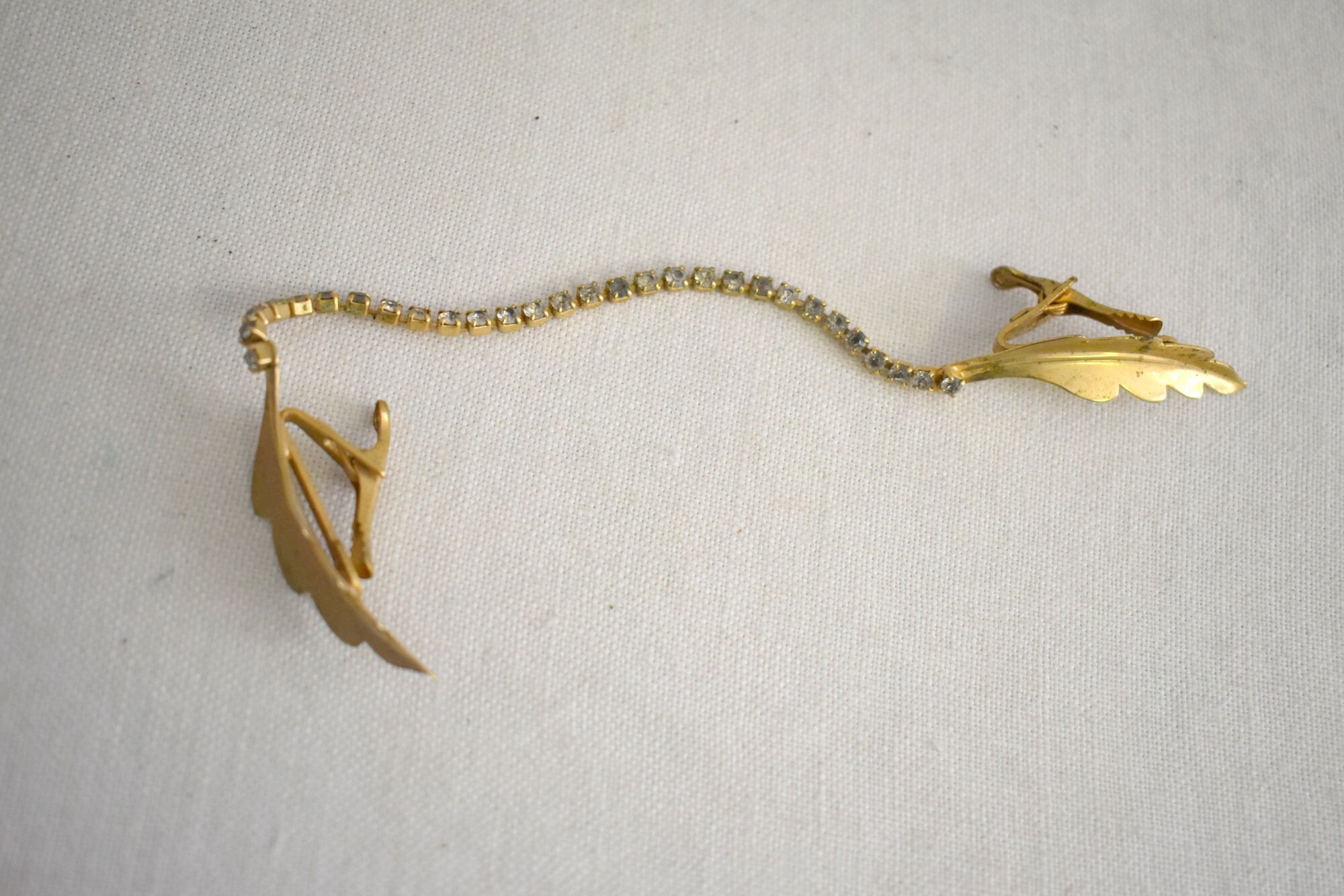 1950s/60s Gold Leaf and Rhinestone Sweater Guard Clips - Etsy