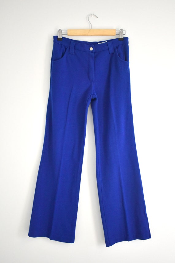 1970s Bright Blue Low Rise Knit Pants - image 6