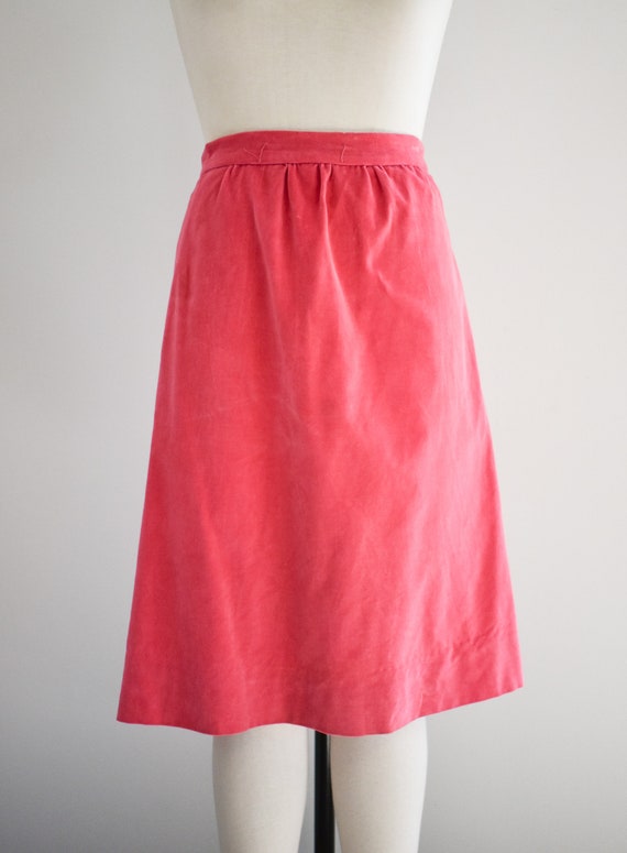 1960s Pink Cotton Velveteen Skirt - image 4