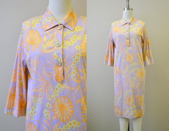 1990s Averardo Bessi Tropical Print Shirt Dress