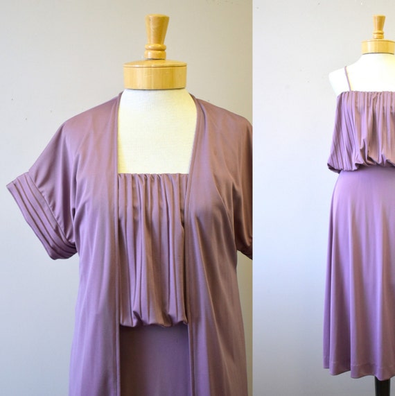 1970s Purple Knit Dress and Jacket