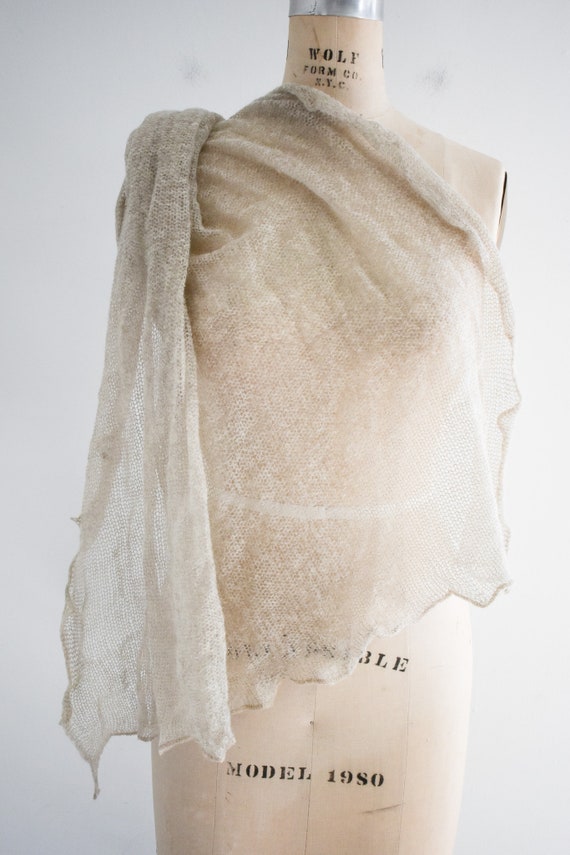 1970s Oatmeal Sheer Knit Scarf - image 4