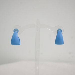 1980s Blue Metal Hoop Clip Earrings