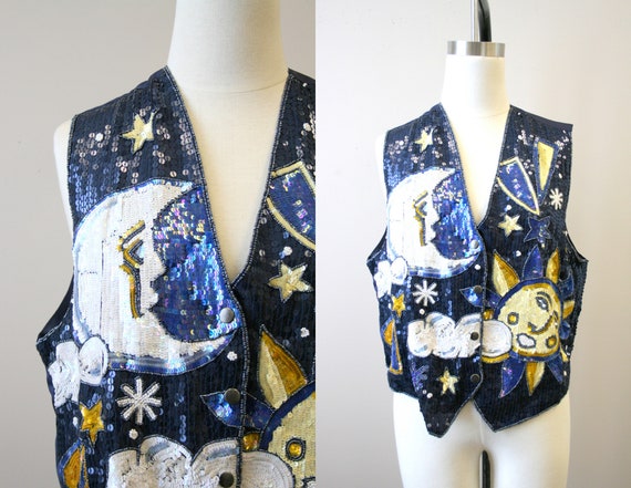 1990s Celestial Sequin Vest