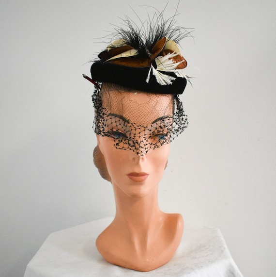 1950s Sally Victor Feather Hat