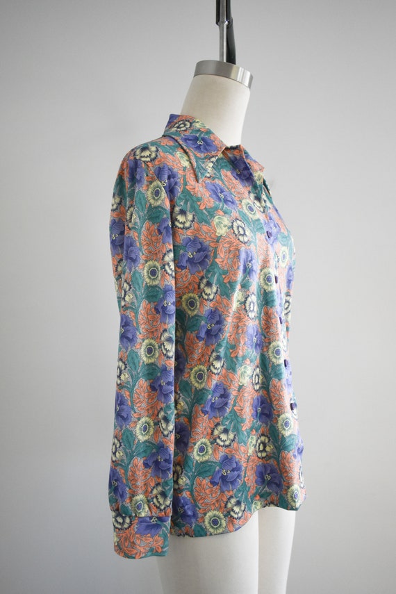 1970s Floral Knit Blouse - image 4