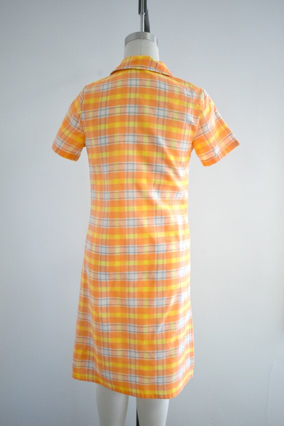 1970s Western Style Orange Plaid Shirt Dress - image 5