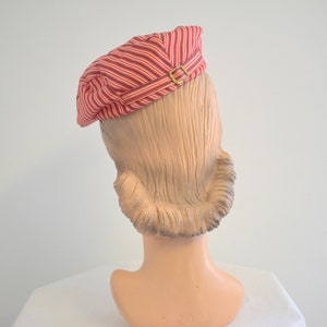 1940s/50s Red Striped Newsboy Cap image 3