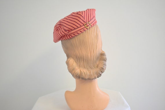 1940s/50s Red Striped Newsboy Cap - image 3