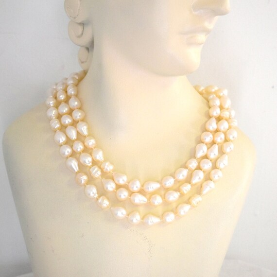 Extra long faux pearl necklace sale