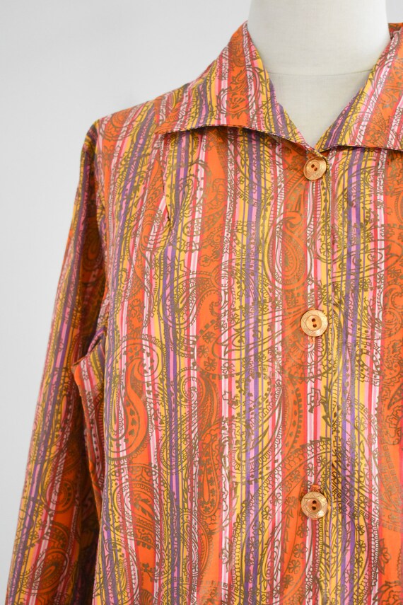 1960s Microstriped Paisley Blouse - image 3