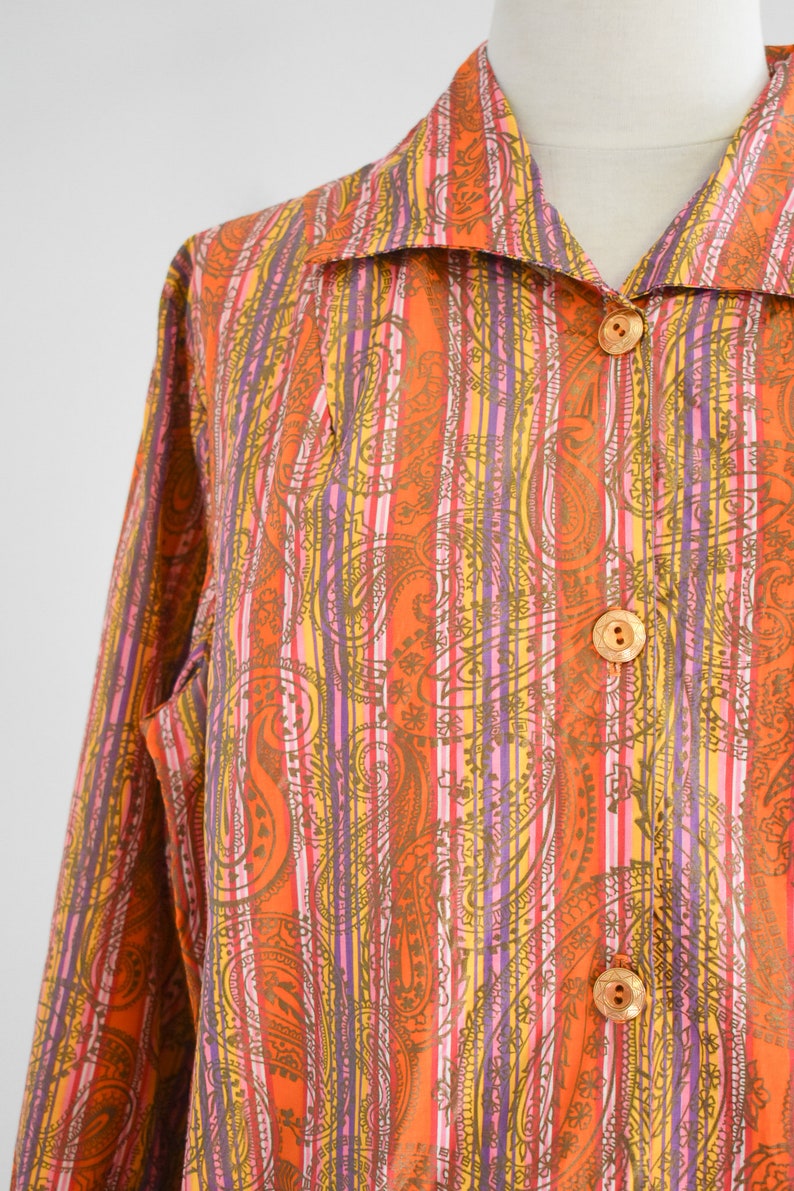 1960s Microstriped Paisley Blouse image 3