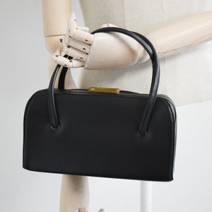 1950s/60s Black Vinyl Box Handbag