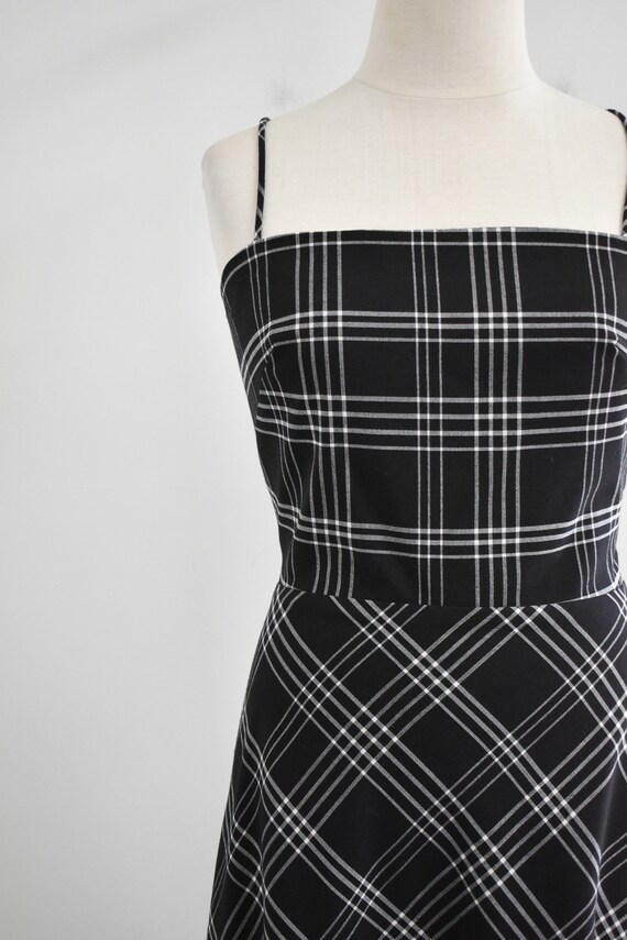 1990s Black and White Plaid Dress - image 3