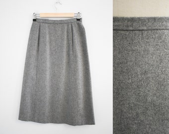 1980s Gray Wool Pencil Skirt