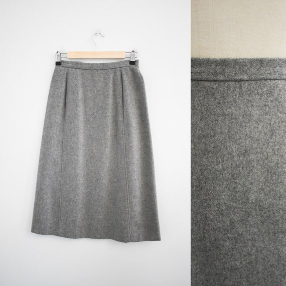 1980s Gray Wool Pencil Skirt