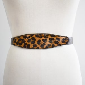 1980s/90s Abbe Leather and Leopard Print Belt