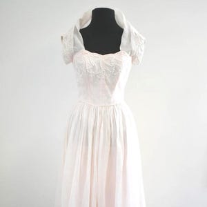 1940s Pink Organza Streapless Dress and Shrug