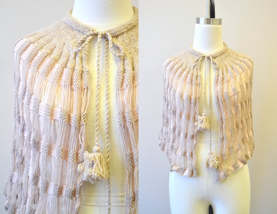 1930s Neutral Wool Knit Capelet