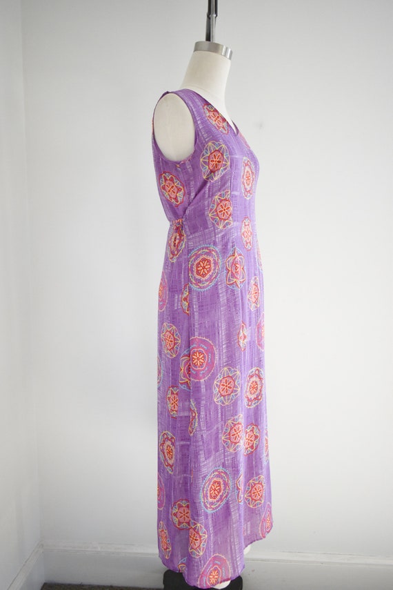 1990s Purple Circle Print Chiffon Maxi Dress - image 4