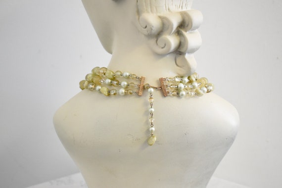 1960s Pale Green Bead Multi Strand Necklace - image 4